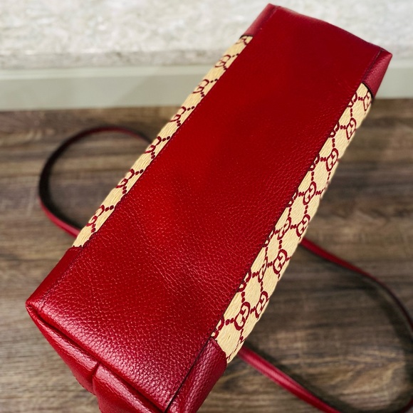 ⭐️SOLD ⭐️New Red Gucci GG Raffia Medium Ophidia Tote - Picture 6 of 11